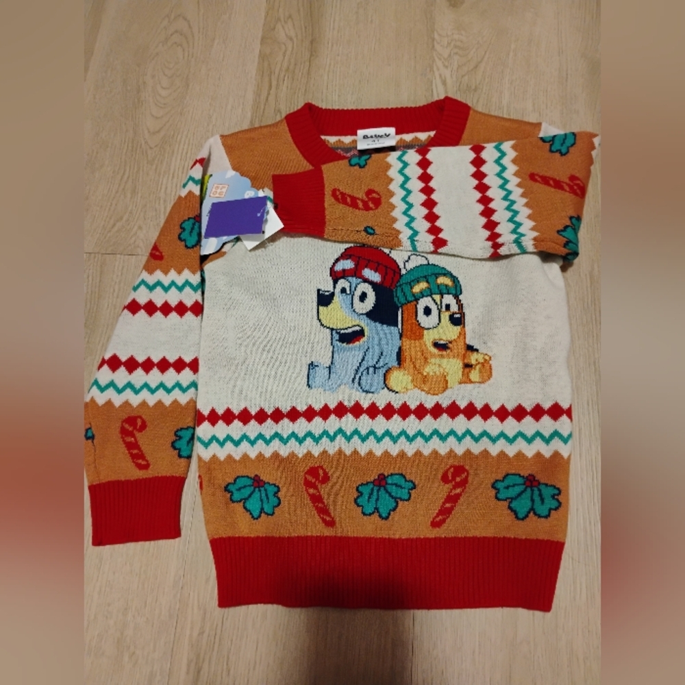 Playful Cartoon Kids Sweater in Red and Orange